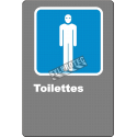 French CDN men "Toilette" sign in various sizes, shapes, materials & languages + optional features