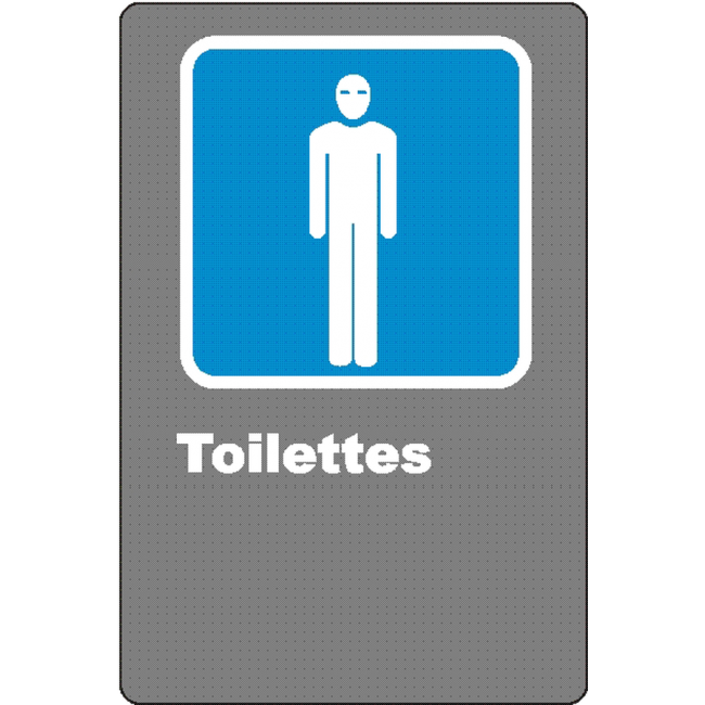 French CSA men "Toilette" sign in various sizes, shapes, materials & languages + optional features