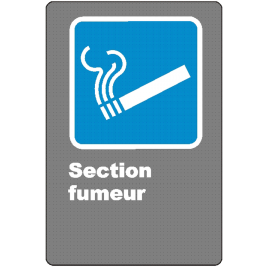French CSA "Smoking Area" sign in various sizes, shapes, materials & languages + optional features