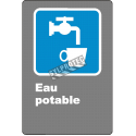 French CDN "Drinking Water" sign in various sizes, shapes, materials & languages + optional features
