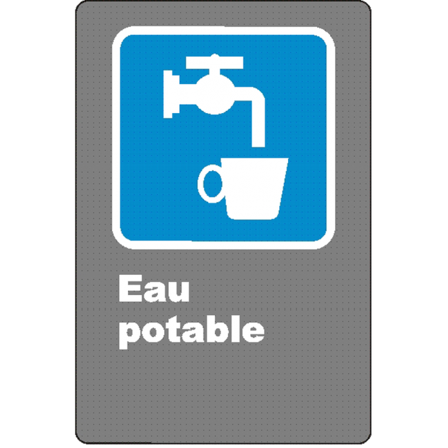 French CSA "Drinking Water" sign in various sizes, shapes, materials & languages + optional features