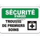 Affiche OSHA «Sécurité d’abord Trousse de premiers soins» en français: langues, options, formats & matériaux variés
