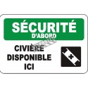 Affiche OSHA «Sécurité d’abord Civière disponible ici» en français: langues, options, formats & matériaux variés