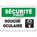 Affiche OSHA «Sécurité d’abord Douche oculaire» en français: langues, options, formats & matériaux variés