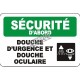 French OSHA “Safety First Emergency Shower and Eyewash Station” sign: many languages, sizes & materials, options available