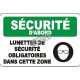 Affiche OSHA «Lunettes de sécurité obligatoires dans cette zone», langues, options, formats & matériaux variés