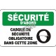 Affiche OSHA «Sécurité d’abord Casque de sécurité obligatoire dans cette zone»: langues, options, formats & matériaux variés