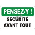 Affiche OSHA «Pensez-y! Sécurité avant tout» en français: langues, formats, matériaux & éléments optionnels variés
