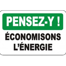 Affiche OSHA «Pensez-y! Économisons l’énergie» en français: langues, options, formats & matériaux variés