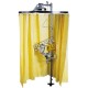 Highly-visible yellow curtain for emergency shower, made by Bradley, 178 x 369 cm (70 x 145 in).