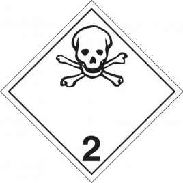 Gaz toxique, classe 2, placard, 10-3/4 po X 10-3/4 po. Pour le transport des matières dangereuses.