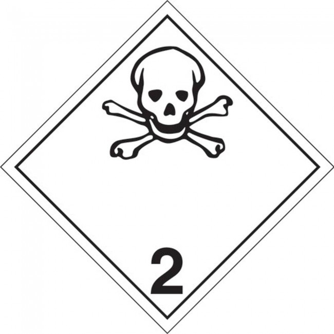 Gaz toxique, classe 2, placard, 10-3/4 po X 10-3/4 po. Pour le transport des matières dangereuses.