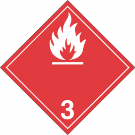 Liquide inflammable, classe 3, placard, 10-3/4 po X 10-3/4 po. Pour le transport des matières dangereuses.