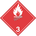 Flammable liquid, class 3,placard, 10-3/4 in X 10-3/4 in. Use in the transportation of hazardous materials.