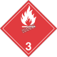 Liquide inflammable, classe 3, placard, 10-3/4 po X 10-3/4 po. Pour le transport des matières dangereuses.