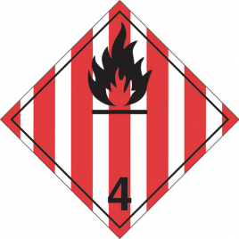 Flammable solids, class 4.1, placard, 10-3/4 in X 10-3/4 in. For transportation of hazardous materials.