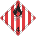 Flammable solids, class 4.1, placard, 10-3/4 in X 10-3/4 in. For transportation of hazardous materials.