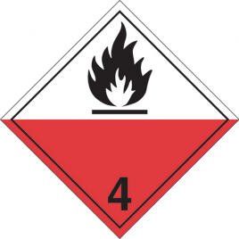 Spontaneously combustible materials, class 4, placard, 10-3/4 in X 10-3/4 in.