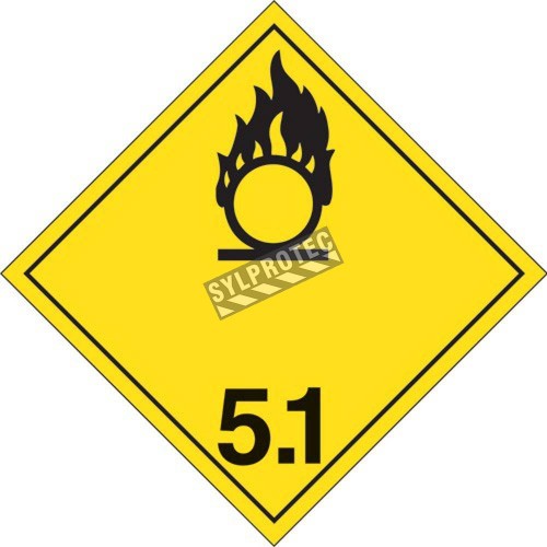 Oxidizers class 5.1, placard, 10-3/4 in X 10-3/4 in. Use in the transportation of hazardous materials.