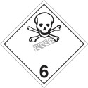 Toxic substances, class 6,.1 placard, 10 3/4 in X 10 3/4 in., For the transport of hazardous materials.