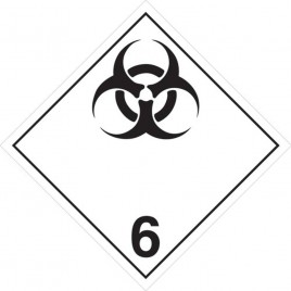 Matière infectieuse, placard classe 6, 10 3/4 po x 10 3/4 po. pour le transport des matières dangereuses.