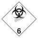 Infectious substances, class 6, placard, 10-3/4 in X 10-3/4 in. Use in the transportation of hazardous materials.
