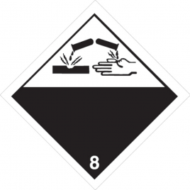 Corrosif placard classe 8, 10-3/4 in., For the transport of hazardous materials.
