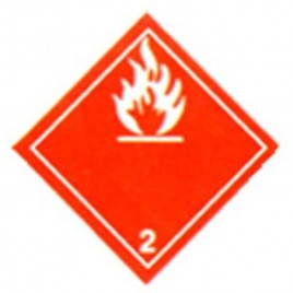 Gaz inflammable, classe 2 placard 10-3/4 po X 10-3/4 po. Utiliser dans le cadre du transport des matières dangereuses.
