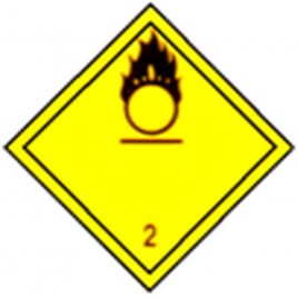 Oxidizing gas, class 2, placard, 10-3/4 in X 10-3/4 in. Use in the transportation of hazardous materials