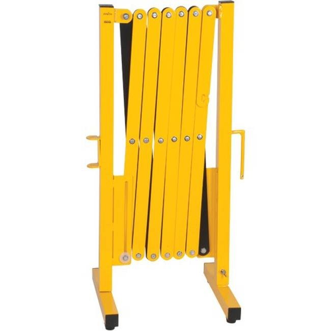 Barrière de sécurité extensible, 10 pieds (3 m), en aluminium peint en jaune.
