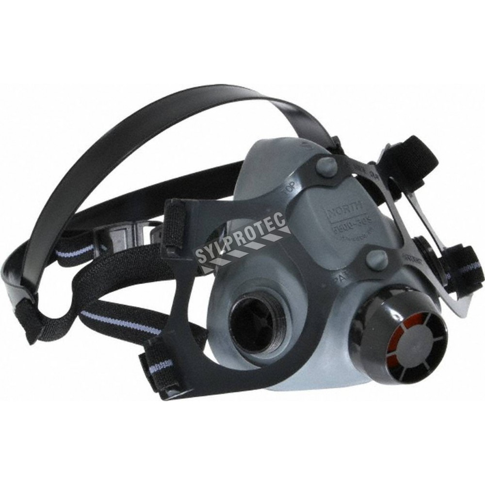 Demi-masque de protection respiratoire bi-filtre en élas