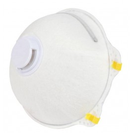 Masque respiratoire N95 avec valve de Wasip. Efficace contre particules solides & liquides sans huile. Boite de 10 unités.