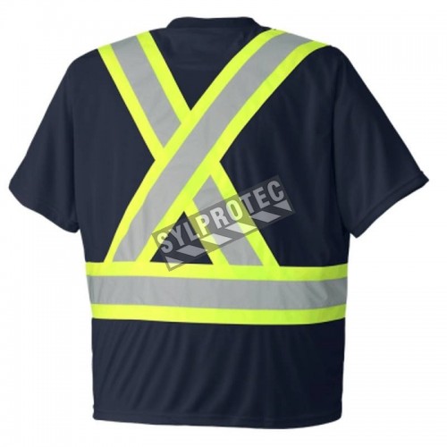 Black traffic polyester t-shirt, CSA Z96-09, class 2 level 2