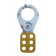 Metal lockout hasp yellow with 1 in diameter jaw opening, 4 3/8 in. length. Single scissor type