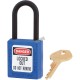 MasterLock 406 dielectric lock made of black Zenex thermoplastic, with one key.