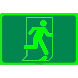 Photo luminescent pictogram sign running man without arrow in various sizes shapes materials 