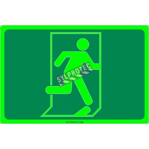 Photo luminescent pictogram sign running man without arrow in various sizes shapes materials 