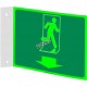 Affiche Sortie pictogramme photoluminescent running man flèche en bas choix formats matériaux et formes