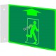 Photo luminescent pictogram sign running man with up arrow in various sizes shapes materials 