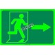 Affiche Sortie pictogramme photoluminescent running man avec flèche a droite choix formats matériaux et formes