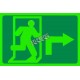 Photo luminescent pictogram sign running man with 90 degree right arrow in various sizes shapes materials 