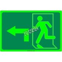 Photo luminescent pictogram sign running man with 90 degree left arrow in various sizes shapes materials 