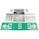 Combo LED emergency exit sign with green Running Man and 2 spotlights, steel casing, with back-up battery