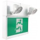 Unité d’éclairage d’urgence combo avec pictogramme vert «personne qui court» et 2 phares DEL, boîtier en métal, batterie incluse