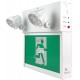 Unité d’éclairage d’urgence combo avec pictogramme vert «personne qui court» et 2 phares DEL, boîtier en métal, batterie incluse