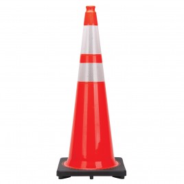 Orange traffic cone whit 2 collar, 36 in. long made from 100% PVC.