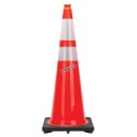 Orange traffic cone whit 2 collar, 36 in. long, made from 100% PVC.