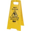 Bilingual "Caution Wet Floor" sign (Attention plancher mouillé), 25" high.