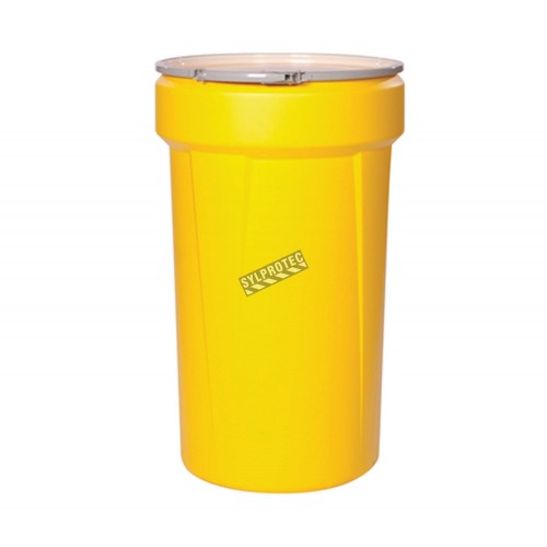 Large universal spill kit for non-corrosive fluids, 55 US gallons, overpacked in drum with screw lid.
