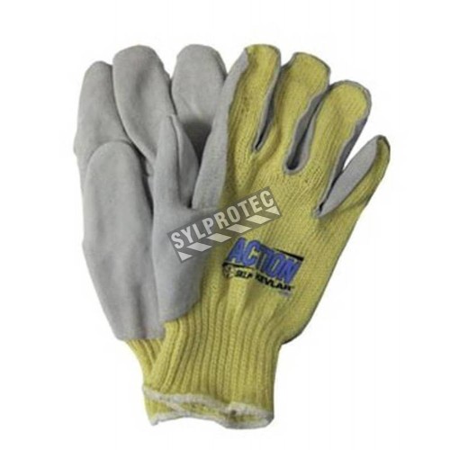 Action cut-resistant level A5 Kevlar knit side-split leather glove. Available size from S to XL Sold per pairs